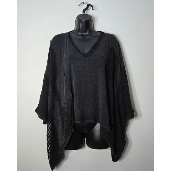 Pol Oversized Shirt Size Medium Charcoal V-Neck Short Sleeve - Picture 1 of 4
